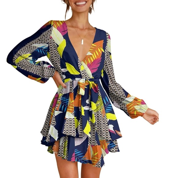 Dresses & Skirts - Colorful Patterned Wrap style Dress